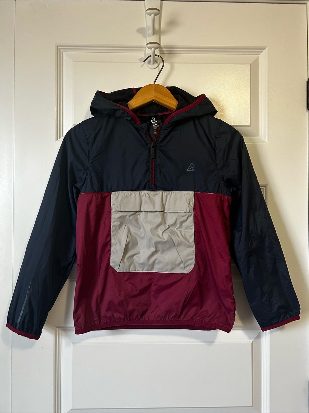 Ripzone Spring Hooded Anorak Pull on Jacket - Navy, Burgundy & Light Gray